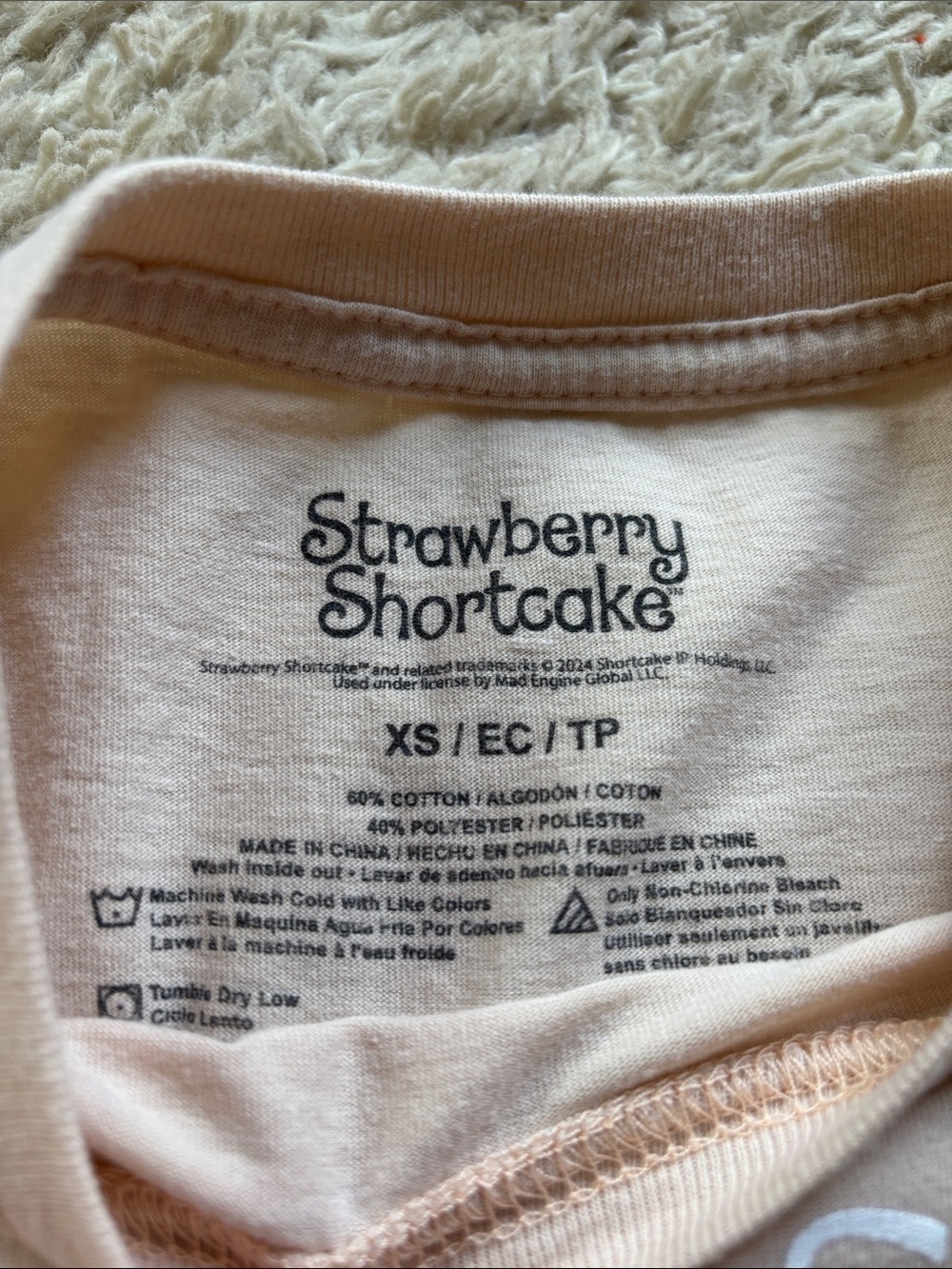 Strawberry Shortcake Kids Graphic Tee - Pink Cream - Picture 2 of 2